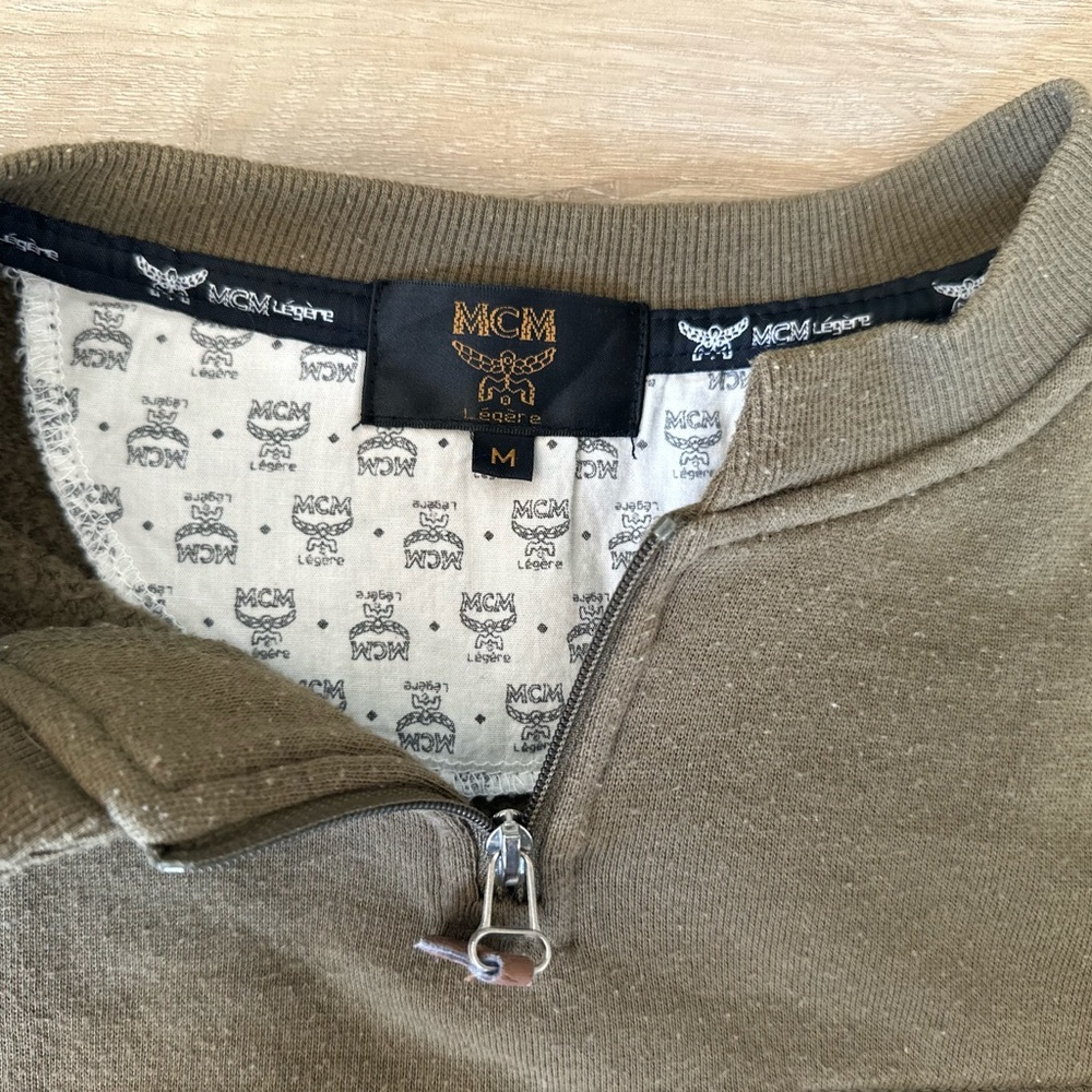 MCM vintage men’s olive green pullover 1/4 zip sweater sz med